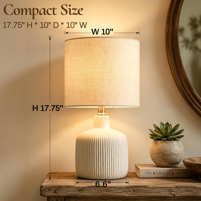 Ceramic Table Lamp, Off-White, 17.75"
