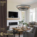 Modern LED Chandelier Black Wood Dimmable 3-Ring Foyer Entry Chandeliers Light 24In Dining Room Chandelier Light Fixture for Kitchen Home Office Living Room