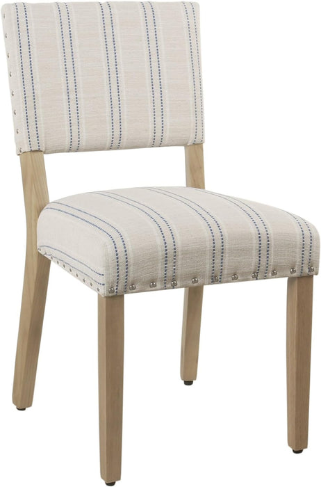 Home Decor | Upholstered Dining Chairs | Dining Chairs Set of 2 with Nailhead Trim | Decorative Home Furniture, Blue and White Stripes