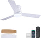 46 Inch Ceiling Fans with Lights and Remote/App Control, Low Profile Ceiling Fan with Light, Flush Mount, 3CCT, 3 Reversible Blades 6 Speeds Modern Ceiling Fan for Bedroom Living Room, White