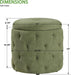 Erindale round Storage Ottoman, 18.75 Inch Diamond Tufted, Plush Lined Interior, Moss Green Fabric