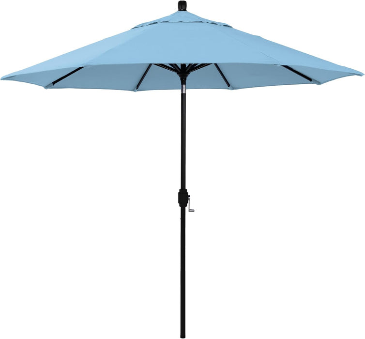 12-Year-Non-Fading, 9Ft Premium Sunbrella Patio Umbrella, Hand-Crank, Button-Tilt, Black Frame, Air Blue Fabric