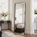 48"X14" Door Hanging Full Length Mirror, Floor Mirror Freestanding,Full Body Mirrors with Adjustable Stand for Bedroom Living Room Cloakroom, Rounded Rectangle, Black