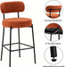Bar Stools, 30 Inch Tall Bar Stools Set of 3, Boucle Upholstered Counter Height Bar Stools, Modern Bar Chairs Metal Frame with Back and Footrest for Kitchen Island,Orange Barstools