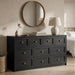 59" Wide Black 10 Drawer Dresser for Bedroom with Gold Metal Handle