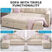 84.64 In. Velvet L-Shaped Sleeper Sectional Sofa with Square Arms In. Beige, Reversible Chaise, and Pull-Out Sofa Bed