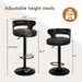 Bar Stools Set of 2, Adjustable Swivel Bar Chairs with Faux Leather Upholstery, Counter Height and Wooden Backrest for Kitchen Islands, Black