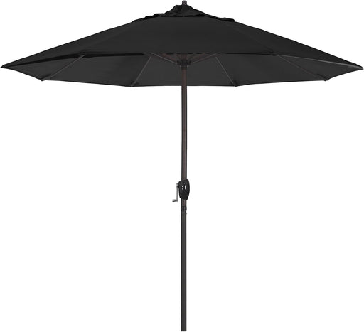 12-Year Protection 9-Ft Outdoor Patio Umbrella, Sunbrella Fade-Resistant Acrylic Fabric, Auto Tilt and Crank, Heavy-Duty Aluminum Frame/ Reinforced Ribs, Bronze Pole, Black