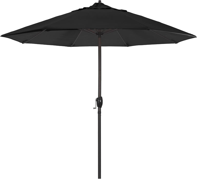 12-Year Protection 9-Ft Outdoor Patio Umbrella, Sunbrella Fade-Resistant Acrylic Fabric, Auto Tilt and Crank, Heavy-Duty Aluminum Frame/ Reinforced Ribs, Bronze Pole, Black
