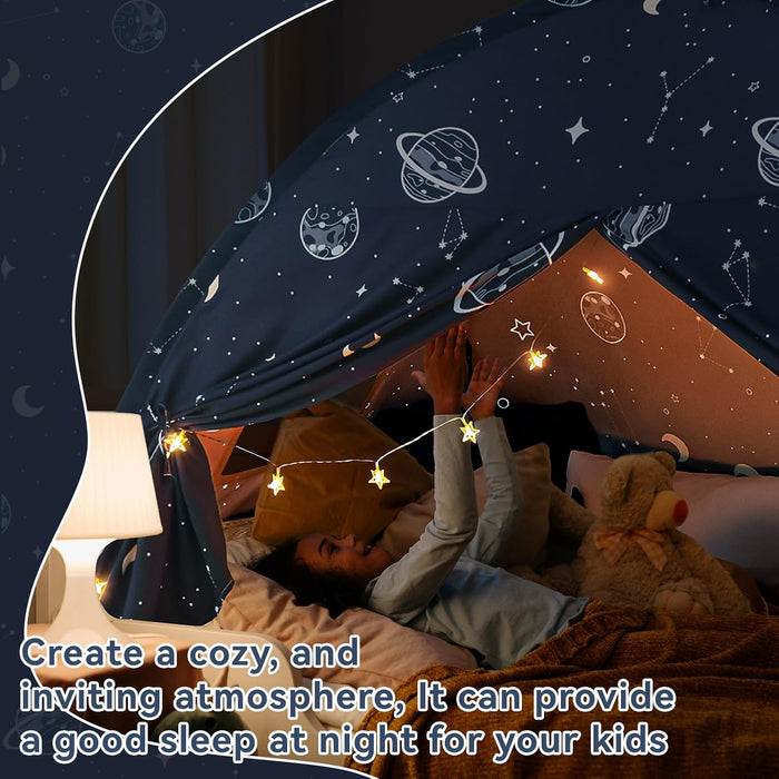 Bed Tent Twin, Space Play Canopy for Kids Toddler Boys, Bunk Canopy Tent for Toddler Bed, Galaxy Dome Playhouse Floor Portable Sleeping Tents Indoor for Girls Birthday Toy House Gift