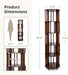 5-Tier Solid Wood Rotating Bookshelf on Wheels for Small Spaces