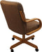 Casual Rolling Caster Dining Chair with Swivel Tilt in Oak Wood with Caramel Fabric Seat and Back (1 Chair)