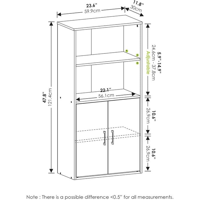 Pasir 4-Tier Storage Bookcase, Bookshelf, Multipurpose Shelf, Black Oak