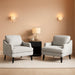 Linen Fabric Accent Chairs Set of 2, Grey Modern Upholstered Armchair, Comfy Sofa Chair Living Room Bedroom Furniture for Apartment