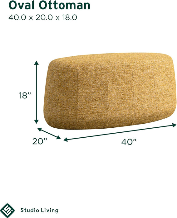 Kayley 40" Oval Shaped Upholstered Ottoman