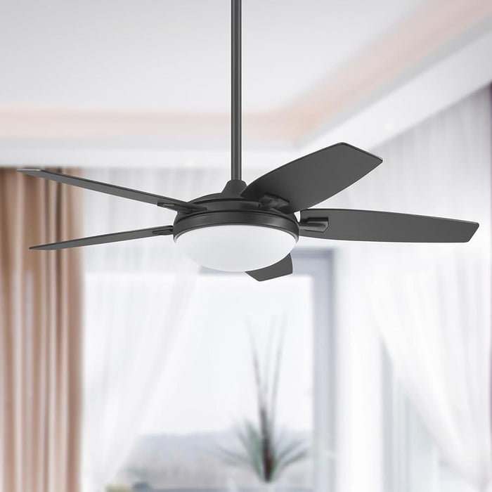 Ceiling Fans Carmel, 48 Inch Contemporary Indoor LED Ceiling Fan with Light, Remote Control, Dual Mounting Options, Dual Finish Blades, Reversible Motor - 51912-01 (Black)