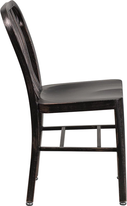 Commercial Grade Black-Antique Gold Metal Indoor-Outdoor Chair