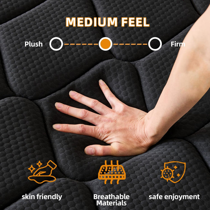 Twin Mattress 10 Inch Twin Size Mattresses in a Box Spring Hybrid Twin Bed Memory Foam Mattress Comfort Breathable Fabric Cooling Gel Pressure Relief, Medium Firm