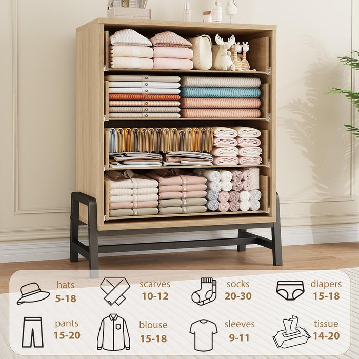 Four Drawer Dresser 38.6 Inches Freestanding Oakwood