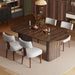 Modern Farmhouse Oval Dining Table Set for 4, 71 Inch Wood Grain Kitchen Table & Gray Upholstered Dining Chairs with Curved Back & Solid Wood Legs, Kitchen Living Room Furniture Set(Walnut)