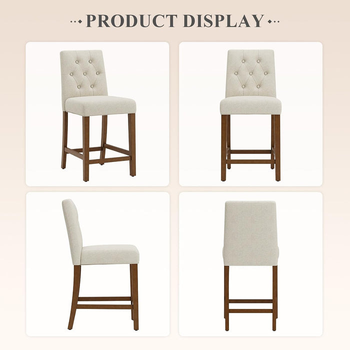 Bar Stools Set of 4, Fabric Counter Height Bar Stools,Beige