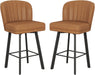Swivel Counter Height Bar Stools Set of 2, 26'' Modern Barstools with Backs and Metal Legs, Upholstered Bar Chairs, Faux Leather Whiskey Brown Stools for Kitchen Island Chairs