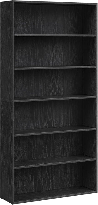 Ebony Black Freestanding Six Tier Bookcase Shelving