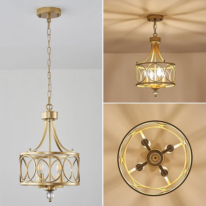 Gold Farmhouse Pendant Chandelier 11 Inch Adjustable