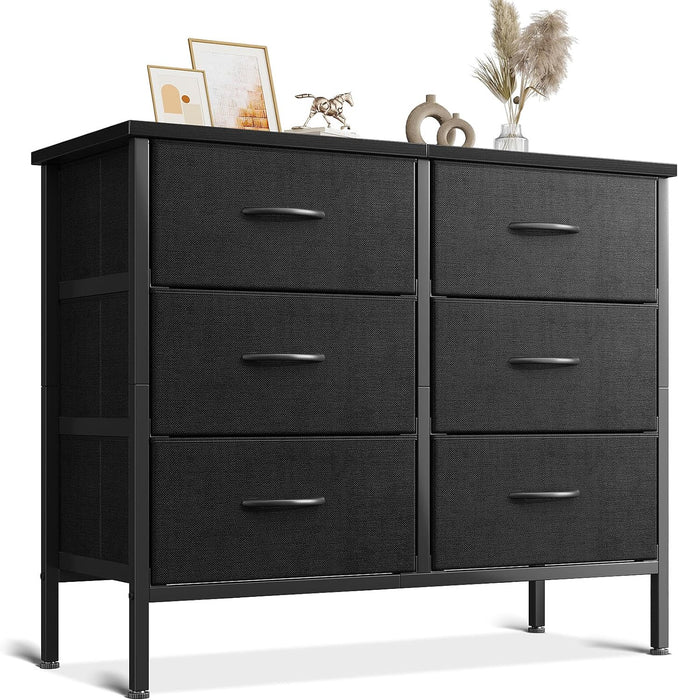 Black Dresser TV Stand with 6 Drawers