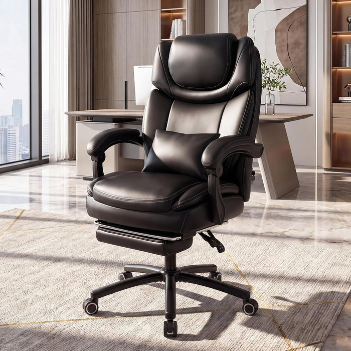 Executive Office Chair with Heat Massage, Footrest & Lumbar Support