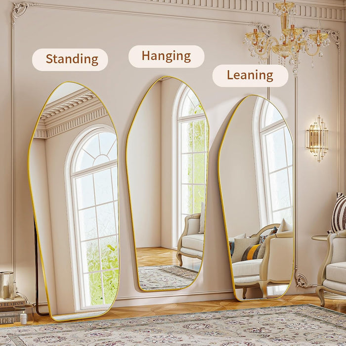 Full Length Dress Mirror - 76"X34" Floor Mirror, Gold
