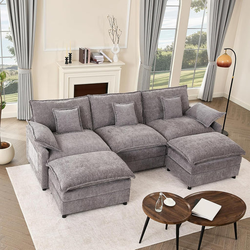 108 Inch U Shaped UltraModular Sofa SlateChenilleFabric
