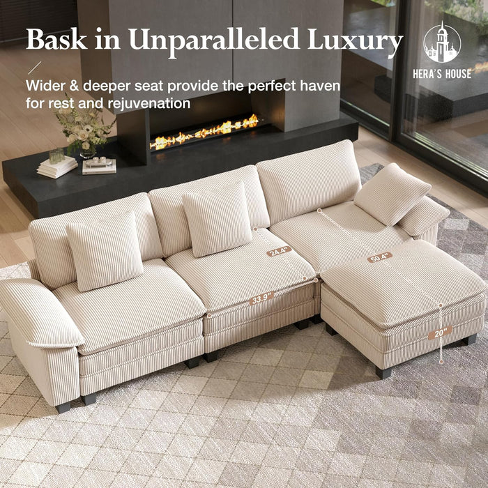 3 Pieces Sofa Sets Furniture for Living Room, Comfy 3-Seater Sofa and Loveseat and Single Sofa with Throw Pillows, Modular Sectional Sofa Couches for Living Room, Corduroy Beige