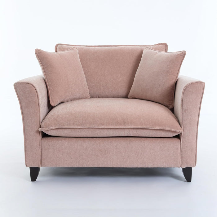 Oversized Chenille Accent Chair Pale Pink Cushions