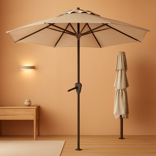 10Ft 3 Tier Patio Umbrella, Outdoor Market Table Umbrella with UPF 50+ Vented Canopy, 8 Sturdy Ribs, Easy Push Button Tilt and Crank, Windproof for Deck, Pool, Backyard and Garden