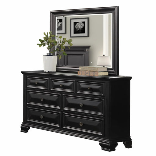 Renova 7-Drawer Dresser with Mirror - Vintage Black