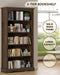 5-Tier Wooden Bookshelf, 65 Inch Tall Bookshelf with Storage, Floor Standing Modern Style Display Bookcase for Living Room, Office, Study Room, Entryway, Brown