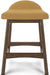 Lyncott Contemporary 28.5" Counter Height Upholstered Bar Stool with Foam Cushion, 2 Count, Mustard & Brown
