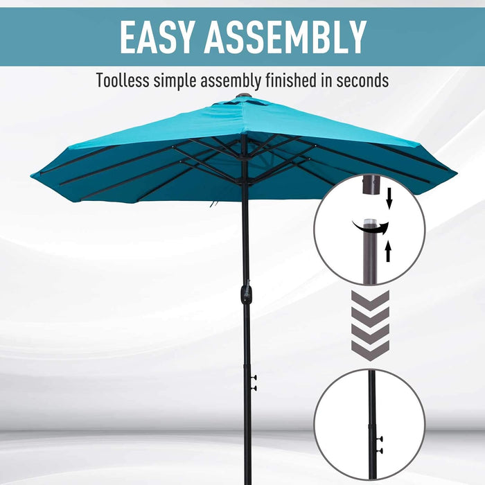 Extra Large 15 Ft Patio Umbrella, Double-Sided Wide Outdoor Umbrella with Crank Handle and Air Vents for Backyard, Deck, Pool, Market, Cream White