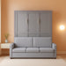 Full Size Murphy Bed, Wooden Full Murphy Bed with Cushion, Wall Bed with Sofa for Home Office or Small Room, Gray