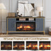 Fluted Fireplace TV Stand up to 80" Tvs, Modern Entertainment Center with 30" Electric Fireplace, Luxury Media Console with Adjustable Shelves for Living Room, Navy Blue