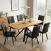 Extendable Dining Table Set for 6, Oak Table with 6 PU Black Chairs