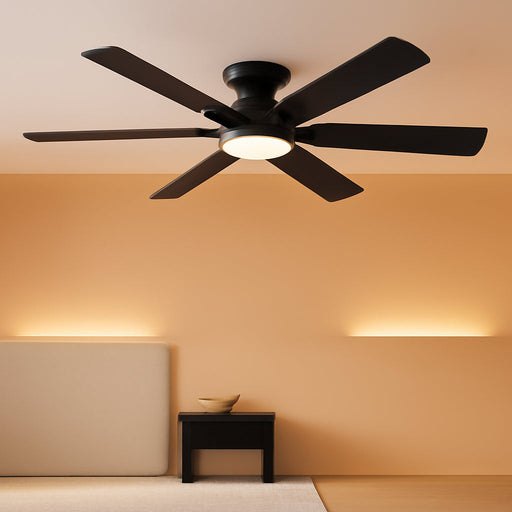 Matte Black Flush Mount Ceiling Fan With Controller