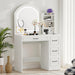 Antiquewhite Vanity Desk With LED Illuminated Mirror