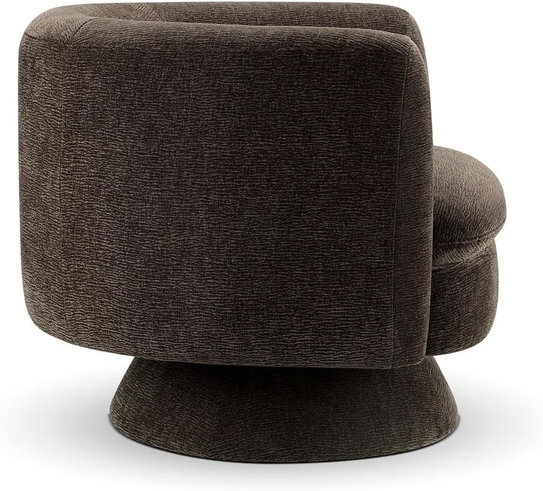 Swivel Accent Chair, Mid Century Modern round Barrel Chairs, Upholstered Velvet Fabric Home Sofa Living Room with Solid Wood Base, Single Sofa Lounge Chair, Espresso