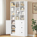 Bookshelf with 2 Doors and 3 Drawers, 71" Storage Bookcase, White