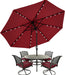9Ft Patio Umbrella with Solar Lights, Burgundy
