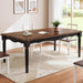 Elegantly Carved Dining Table,70.9" Solid Wood Kitchen Table for 6,WN&BK