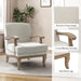 Ivory Upholstered Mid-Century Armchair With Wooden Legs