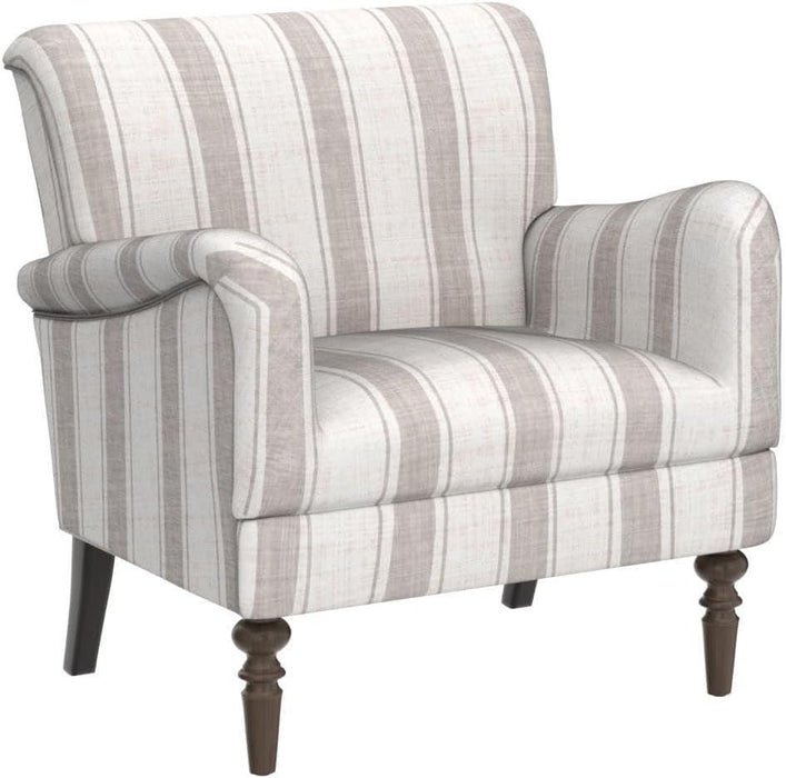 Modern Accent Chair with Arms and Wooden Legs, Comfy Upholstered Armchair for Living Room, Bedroom (Stripe Pattern, Tan)